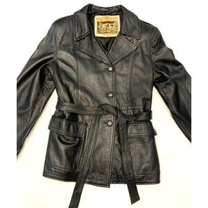 Antica Pelleria Leather Jacket Womens XL VTG‎ Trench Coat Italian Soft